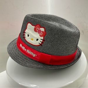 Hello Kitty Fedora Bucket Hat Grey, Silver Black and Red One Size